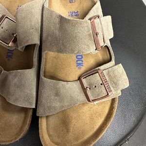 Birkenstock Suede Sandals in Taupe